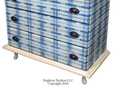 Three Drawer Chest with Changing Top-White with custom plaid