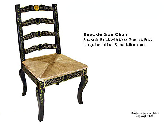 Knuckle Side Chair-Black with Moss Green and Envy lining.