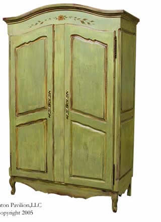 French Provencial Armoire-Aged green finish